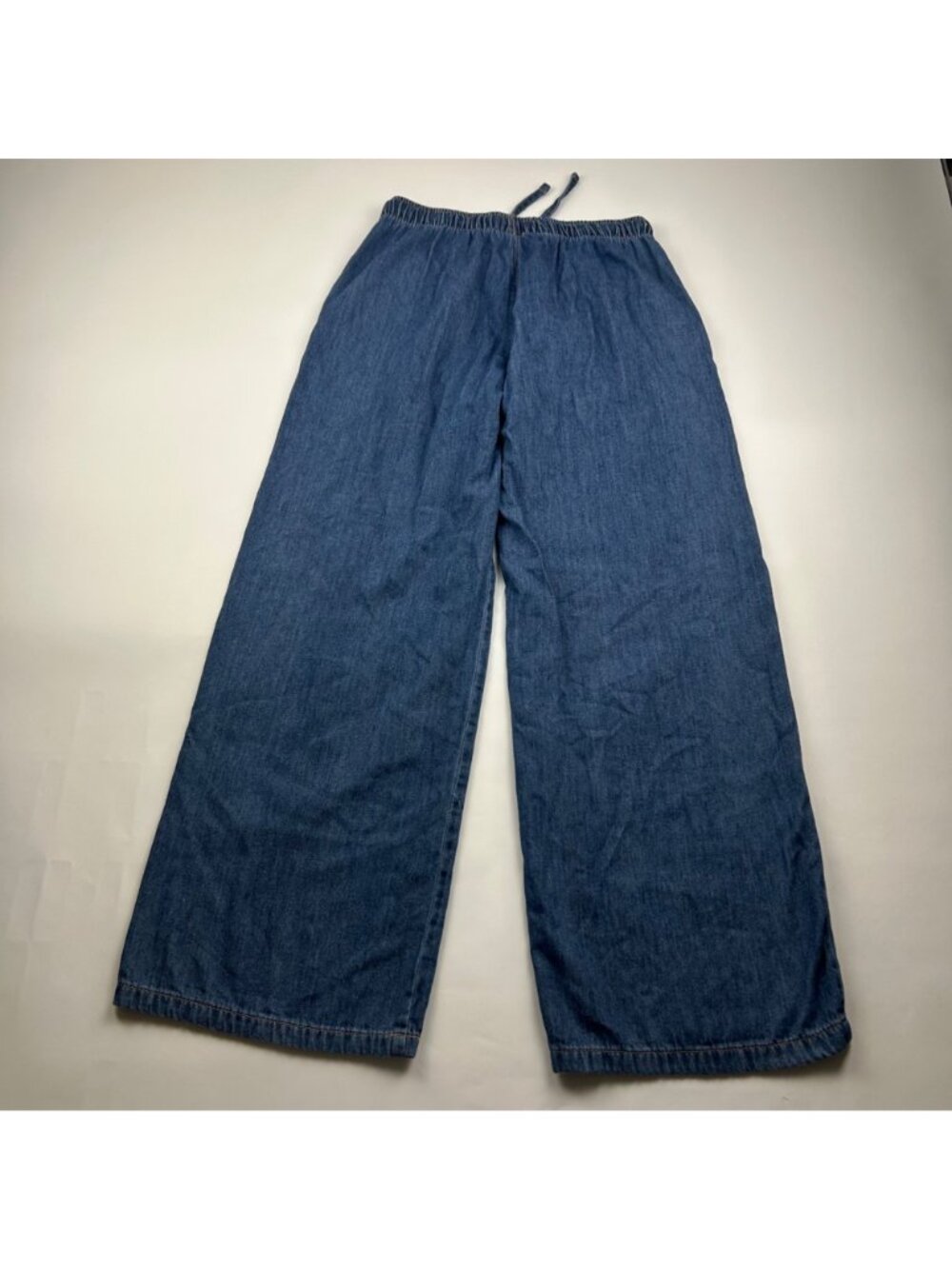 Stradivarius Dark Wash Denim Wide Leg Pull On Pants M - Picture 6 of 7